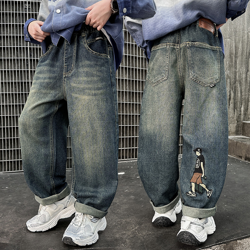 儿童牛仔裤春秋新款直筒