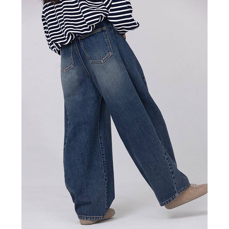 女童牛仔裤加绒加厚弯刀裤秋冬