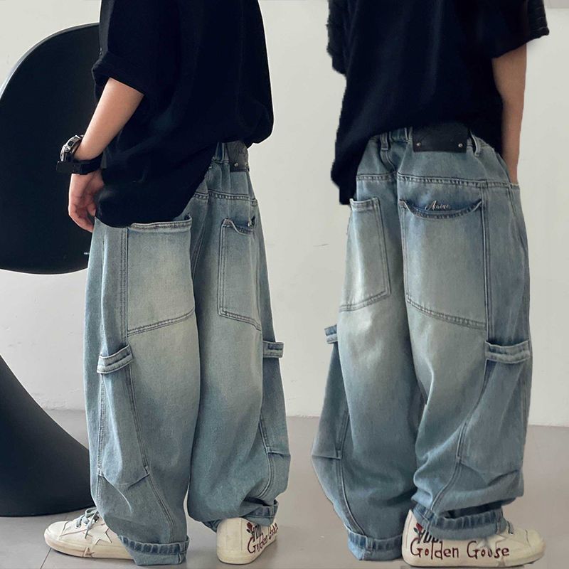 男童牛仔裤秋装2025新款儿童裤子春秋中大童宽松男孩痞帅长裤