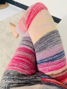 花线裤 秋冬新款 三线加厚彩虹裤 高腰长裤 贴身穿一条过冬 女士羊绒裤