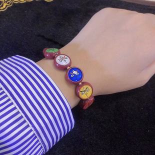 天然高含砂量朱砂紫晶砂唐采手链女湘西男士 龙年转运情侣手链 款