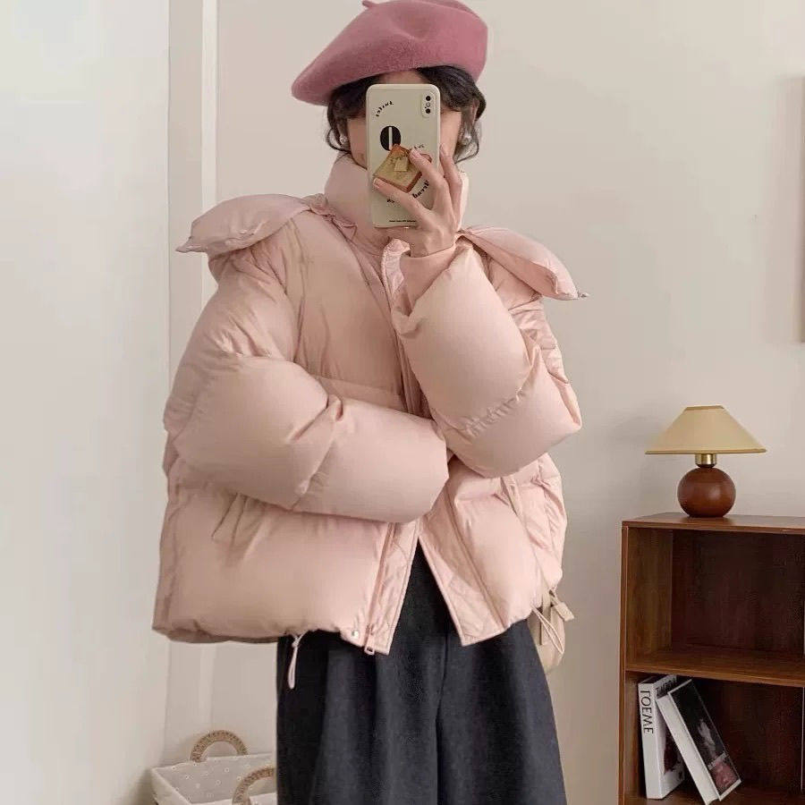 云朵泡芙羽绒服短款24年冬季鸭绒超清小个外套韩系羽绒服早春