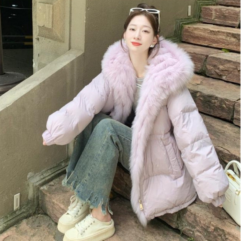 紫色高级感轻奢羽绒棉服女2025冬季新款韩版保暖棉衣棉袄上衣外套