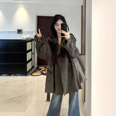 短款宽松风衣外套女2026春春秋新款小个子巨好看薄款韩版韩系休闲