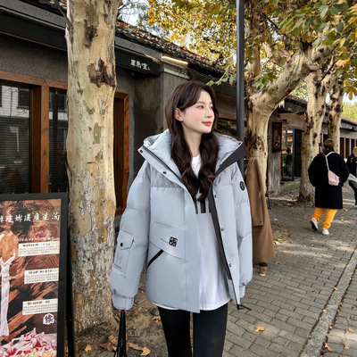 工装鹅绒羽绒服2025年冬新款加厚保暖背带式派克羽绒服外套短款