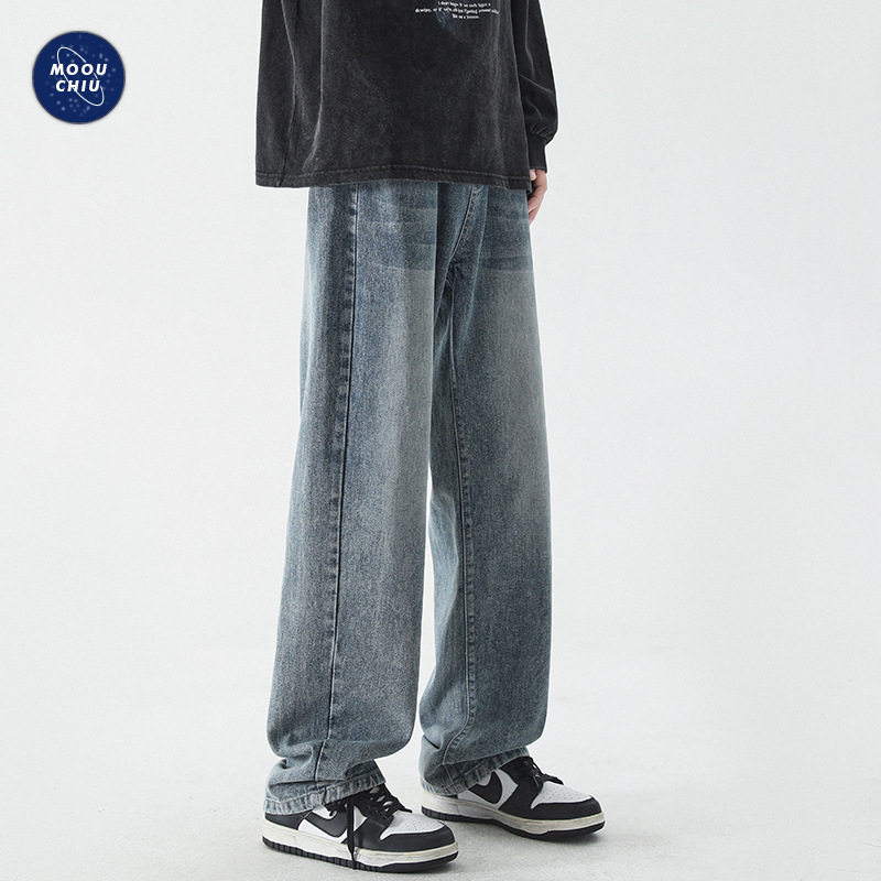 沐丘男装∣新塘牛仔裤男潮牌宽松直筒复古美式垂感百搭高街阔腿裤,男装,牛仔裤,淘宝优惠券,粉丝福利购,淘宝优惠卷