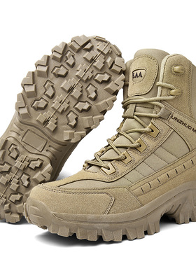 跨境大码俄罗斯作战靴男士户外训练靴高帮男军绿色黑色靴子沙漠靴