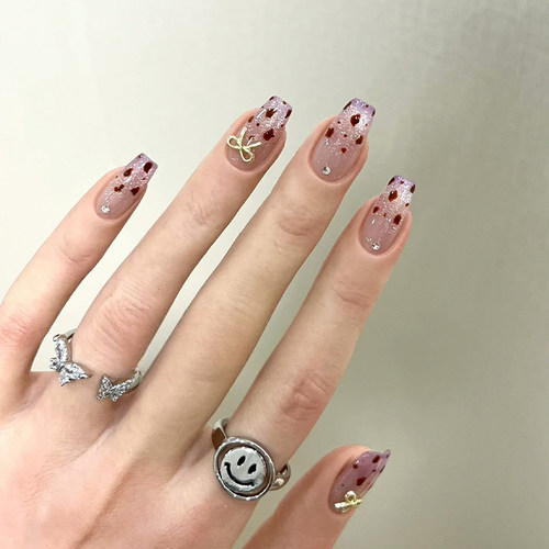 初秋新款爆闪紫光猫眼豹纹美甲