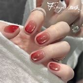 新年新款 可爱短款 红石榴猫眼美甲气质显白手工定制穿戴甲可拆卸