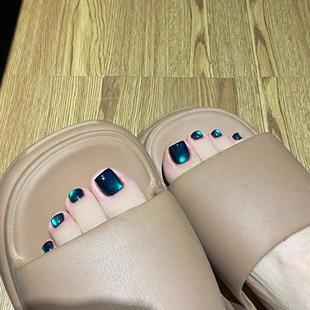 春夏气质显白星空猫眼脚趾甲美甲成品手工定制穿戴甲防水可拆卸