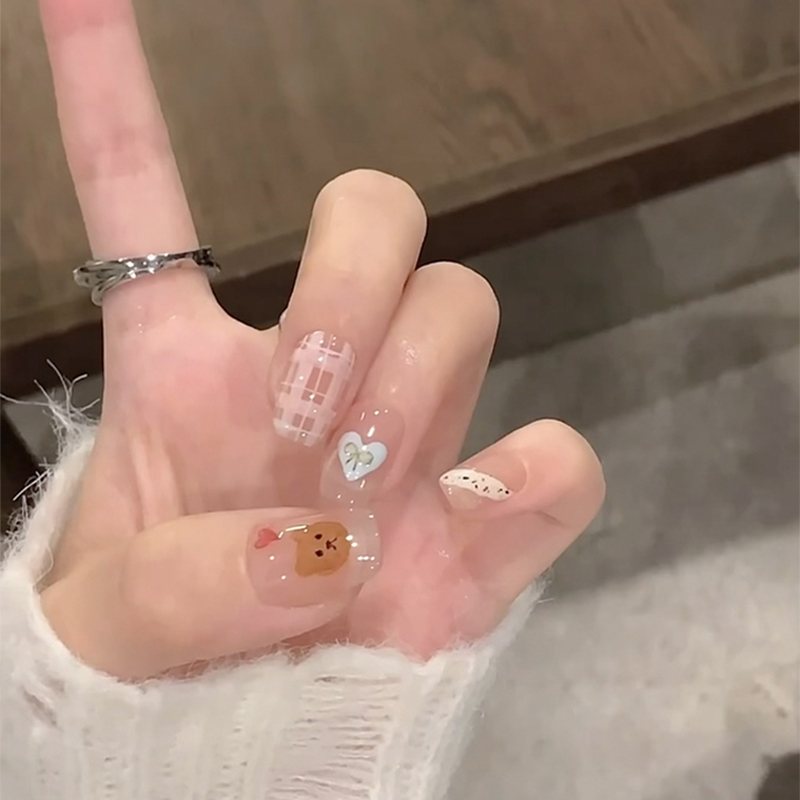 广州手绘小熊手工定制穿戴甲