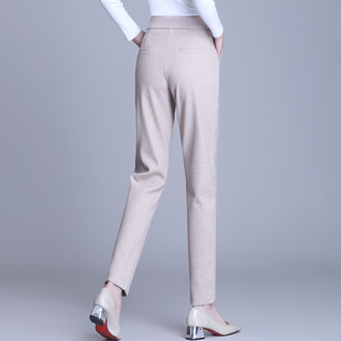 新款 2026秋冬季 韩版 哈伦裤 子 毛呢裤 小直筒烟管裤 女高腰宽松休闲裤