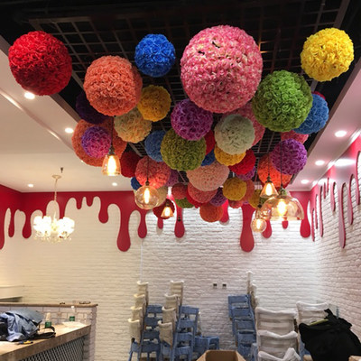 夏季美陈店庆仿真玫瑰花球挂饰婚节日装扮用品