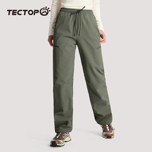 TECTOP探拓户外秋冬季男女款直筒休闲保暖长裤旅行加绒防风软壳裤