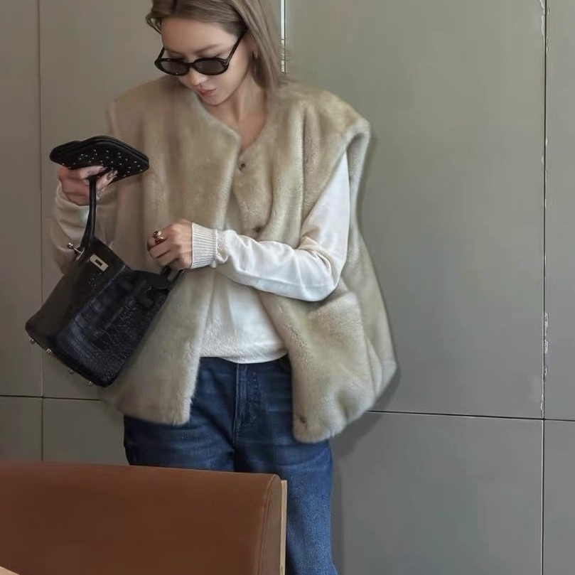 -保毛双色仿貂绒毛毛百搭女外套马夹