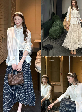 依绚-26早春气质名媛高端金丝压褶大摆半身裙40747