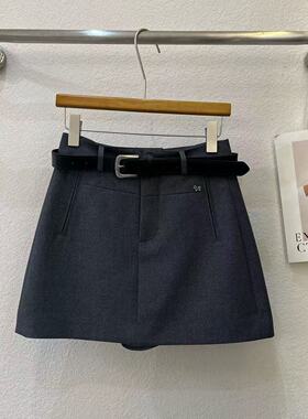 -26夏上新高腰A字纯色百搭半身裙(配腰带)D20