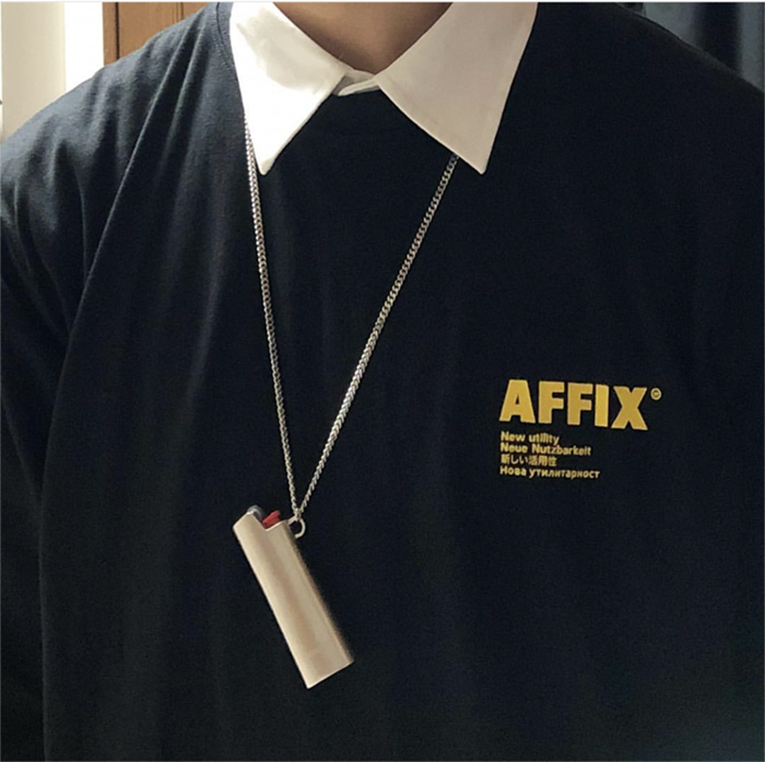 AFFIX LOGO LONG-SLEEVE T-SHIRT ºÚÉ«°×É«×Öĸ³¤Ðäins³¬»ðkiko