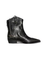 Richill Melancholy 25Aw Rubbed Leather Antique Silver Metal Chain Knight Ankle Boots Leather Shoes