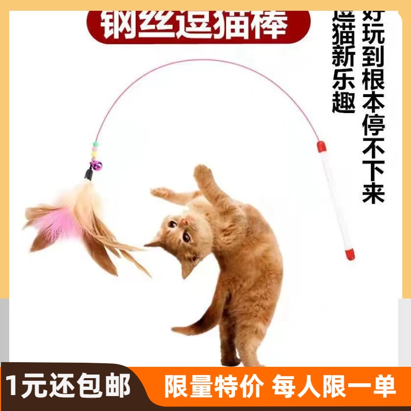 逗猫棒逗猫神器猫咪彩色羽毛