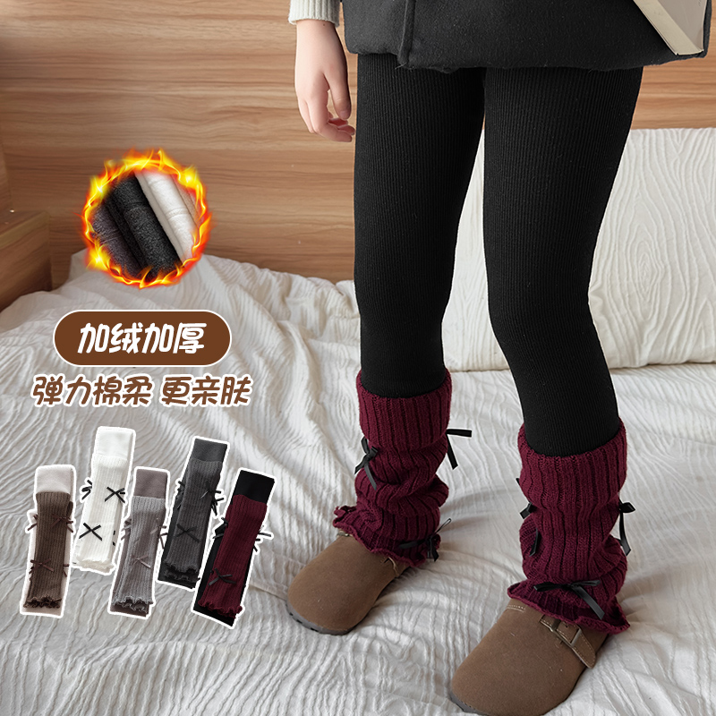 儿童连裤袜秋冬款加厚纯棉九分外穿打底裤加绒洋气冬季女童连体袜