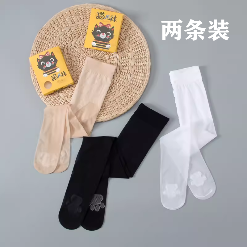 儿童丝袜女童连裤袜夏季薄款白色舞蹈袜宝宝打底裤透明防蚊网袜子
