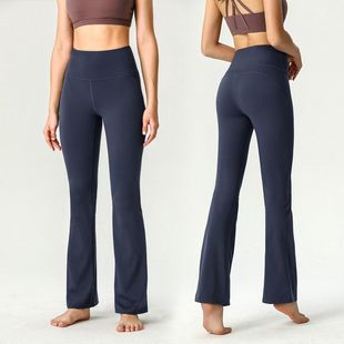 加绒高腰groove女运动外穿裸感显瘦蜜桃臀提臀健身瑜伽微喇叭裤wr