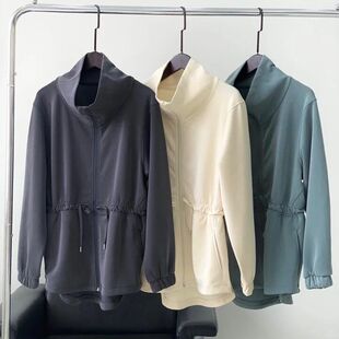 通勤同款 Wais立领束腰拉链休闲运动瑜伽外套女gwr 空气棉Cinch