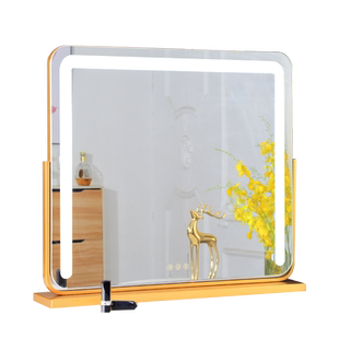 米卡化妆镜led带灯台式桌面大号镜子高清美容梳妆镜宿舍补光灯镜