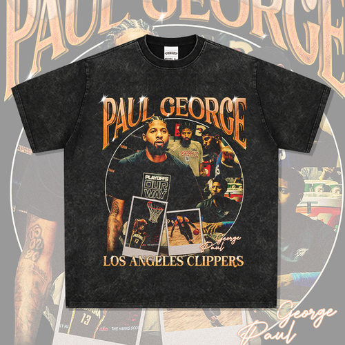 保罗乔治Paul George美式印花长袖短袖T恤高街重磅圆领连帽卫衣