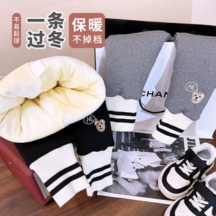 韩韩良品一条过冬巨厚加绒卡通女童打底裤2023冬装新款休闲裤子