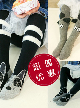 女童全棉可爱条纹狗狗打底裤2025秋季新款韩版百搭连裤袜潮52893