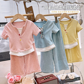 女童假两件上衣阔腿裤 韩韩良品亲子装 新款 2025夏季 两件套 甜美套装