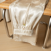 春秋缎面提花加长裤 女2026新款 米白色醋酸阔腿裤 子 高奢新中式