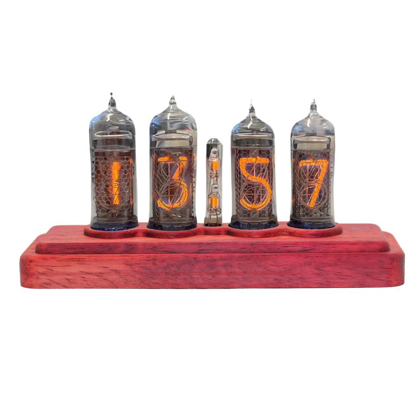 4位IN14真辉光管时钟 辉光钟复古蒸汽真空管朋克高精度红花梨套件