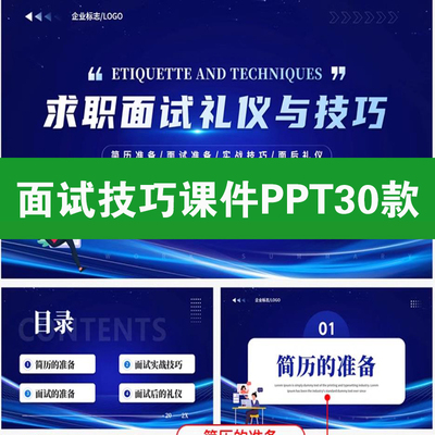 应聘求职基本礼仪注意事项面试技巧培训课件PPT模板简历离职面谈