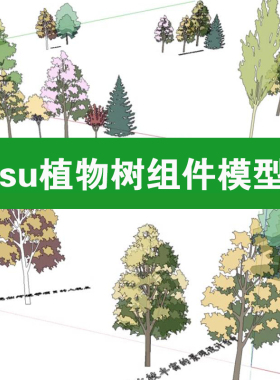 园林景观su草图大师2D|3D植物树乔木灌木地被花卉竹子组件模型