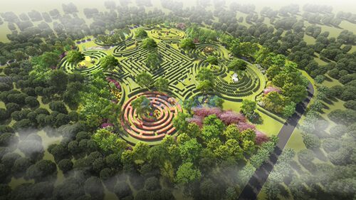 137植物迷宫su模型立体绿植儿童公园趣味游乐场主题公园景观设计