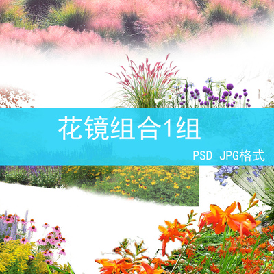 PS花镜花境灌木花丛组团设计组合花卉植物配置效果图PNG免扣素材