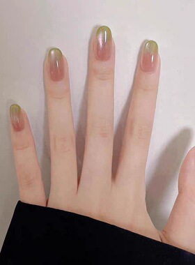绿色渐变穿戴甲裸色系美甲贴片性感甲片
