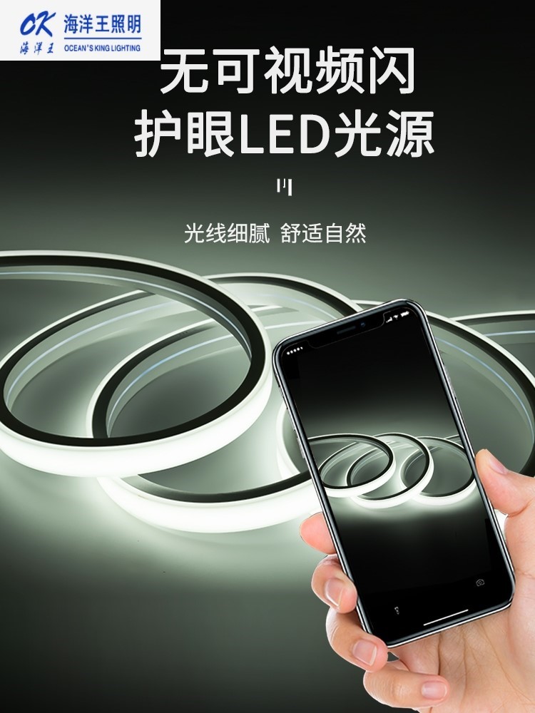 海洋王LED硅胶灯带线条灯带嵌入式24V防水可弯曲线形灯明装柔性软