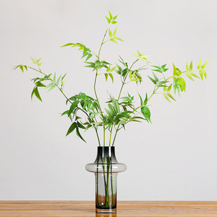 仿真竹叶假植物中式客厅禅意小叶簕竹枝装饰花瓶摆设仿生绿植