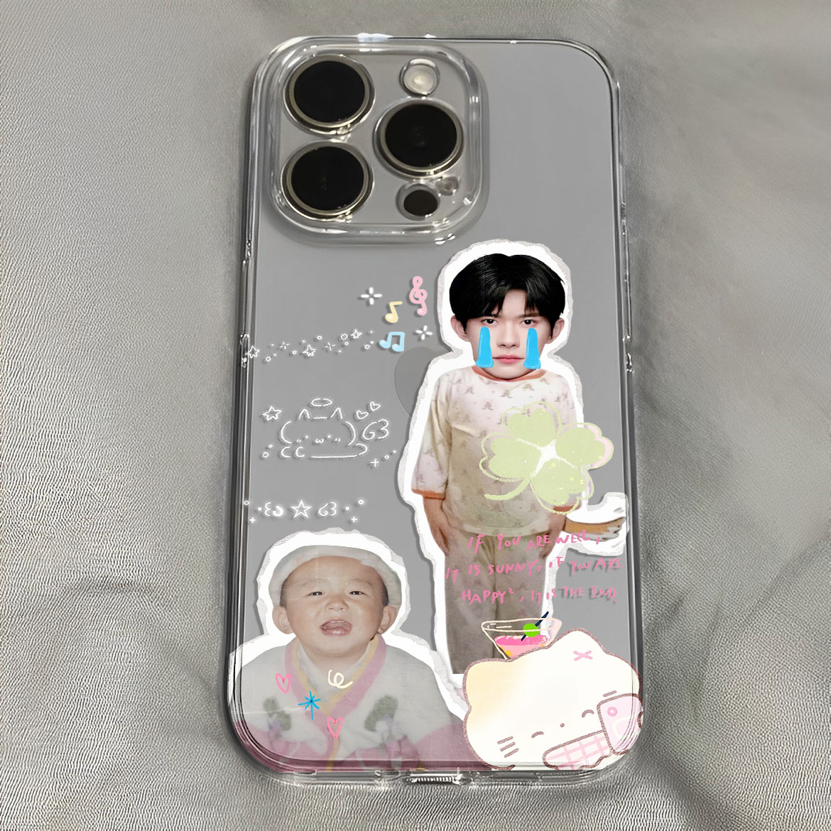 易烊千玺呆萌小小千搞怪涂鸦手机壳适用于iPhone苹果17小米oppo华为vivo红米荣耀