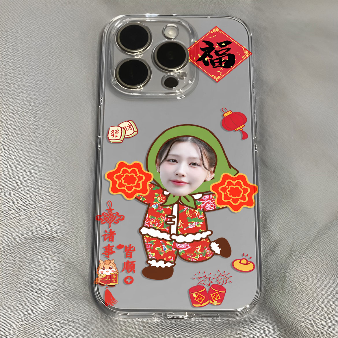 赵美延年味涂鸦丢手绢搞怪可爱手机壳适用于iPhone苹果17小米17opporeno15华为vivo红米荣耀