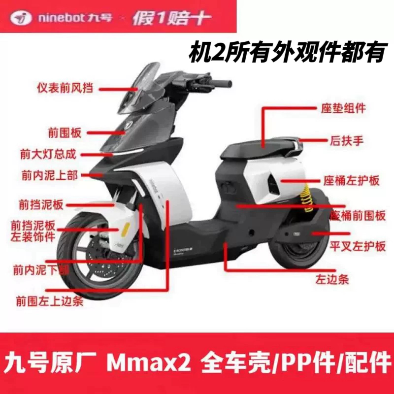 九号机械师2代Mmax2原厂外壳车壳PP件前围板面板边条座桶侧板护板