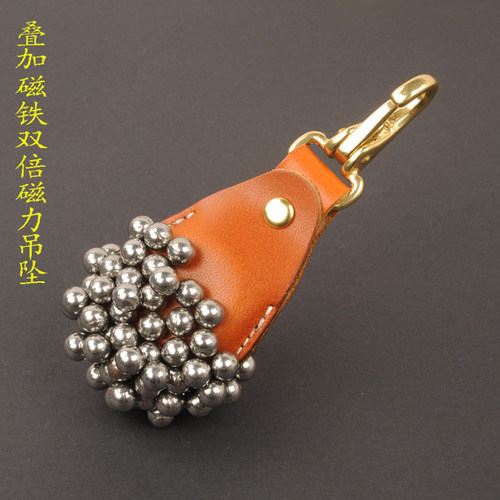 弹弓强磁铁吊坠吸钢珠叠加双倍磁力N52高性能超强吸铁石手工牛皮
