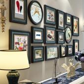 客厅免打孔挂墙照片墙装 实木相框组合欧式 餐厅现代复古画框美式 饰