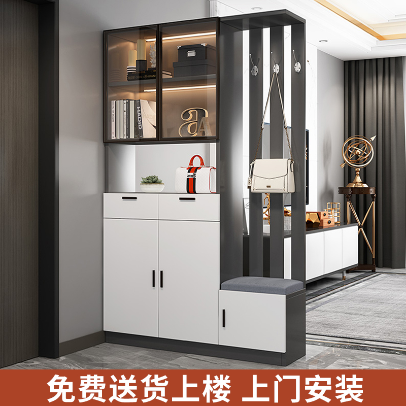 轻奢客厅鞋柜家用门口玄关柜一体坐凳简约现代入户进门楼道大容量