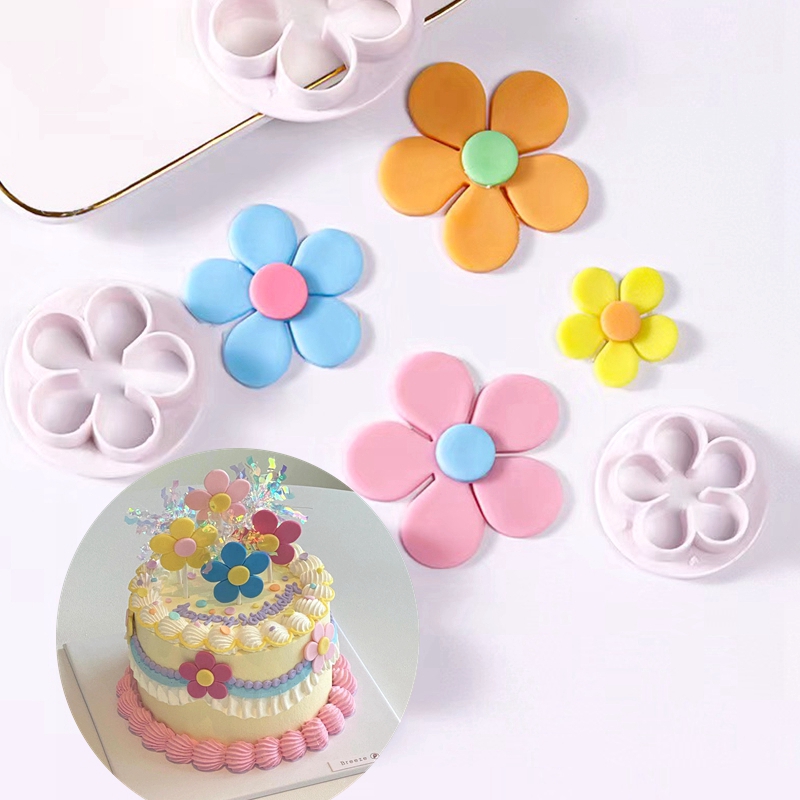 小花瓣压模蛋糕装饰插旗彩色翻糖花朵梅花太阳花雏菊模切插件