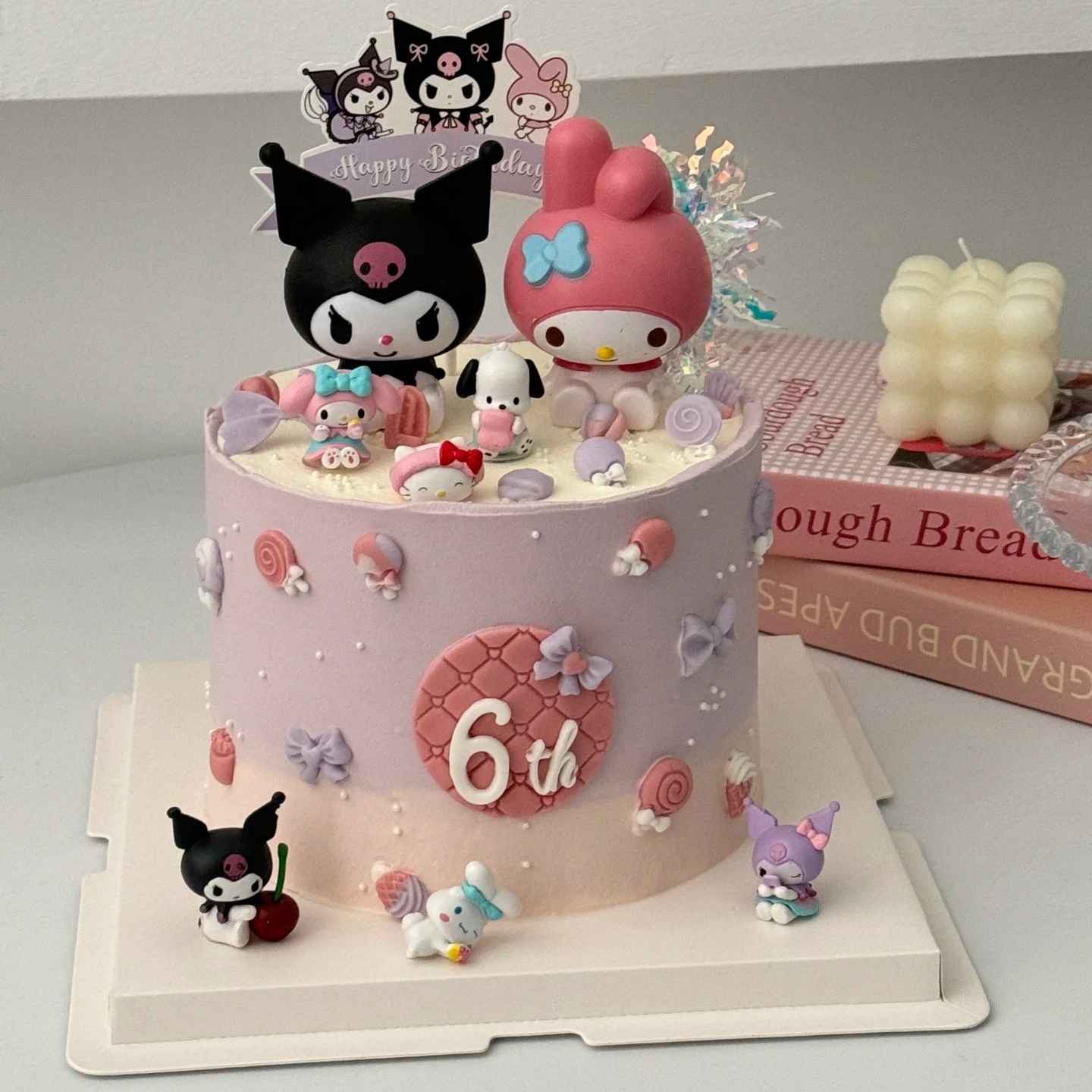 kuromi库洛米蛋糕装饰摆件网红狗红樱桃美乐弟骷髅头 6岁生日插件